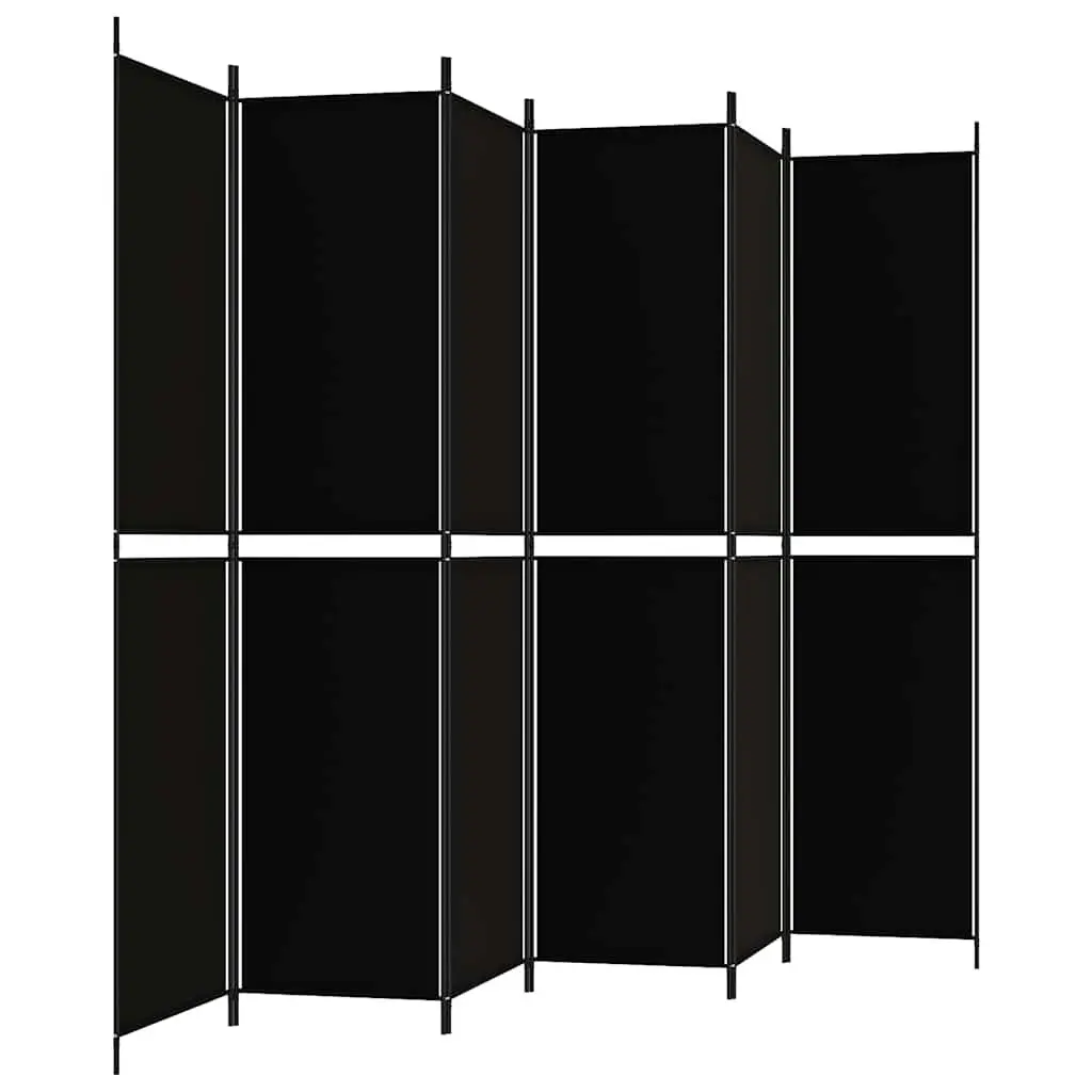 6-Panel Room Divider Screen Privacy Partition 300x220 cm Foldable Black Fabric