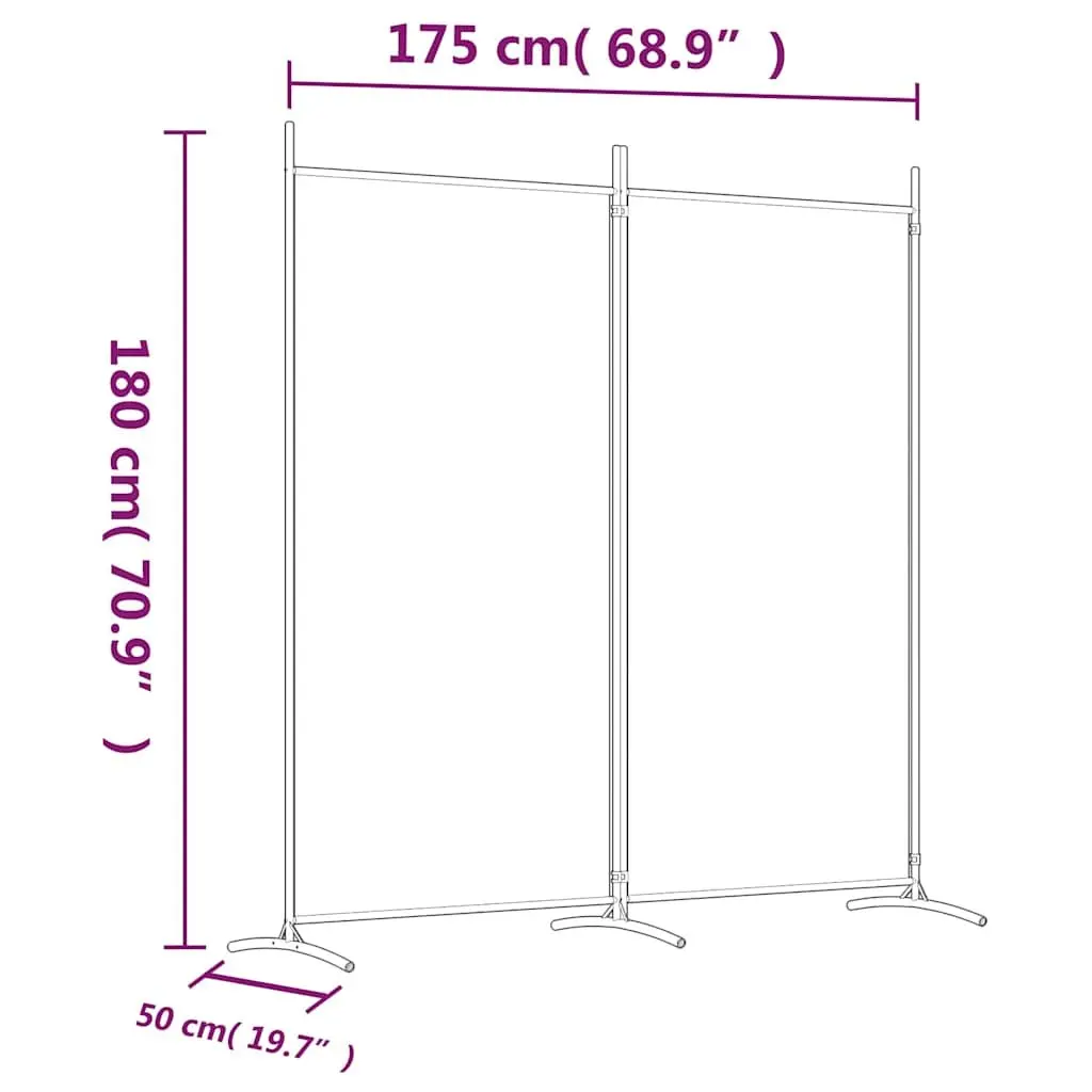 2-Panel Room Divider Privacy Screen Foldable Fabric 175 x 180 cm White
