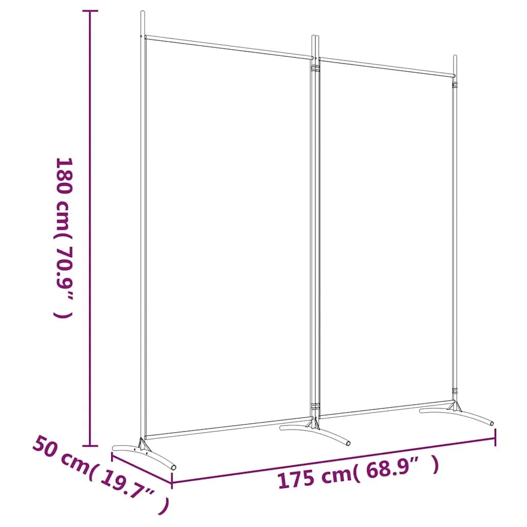Room Divider Screen 2-Panel Privacy Partition 175x180cm Brown Fabric