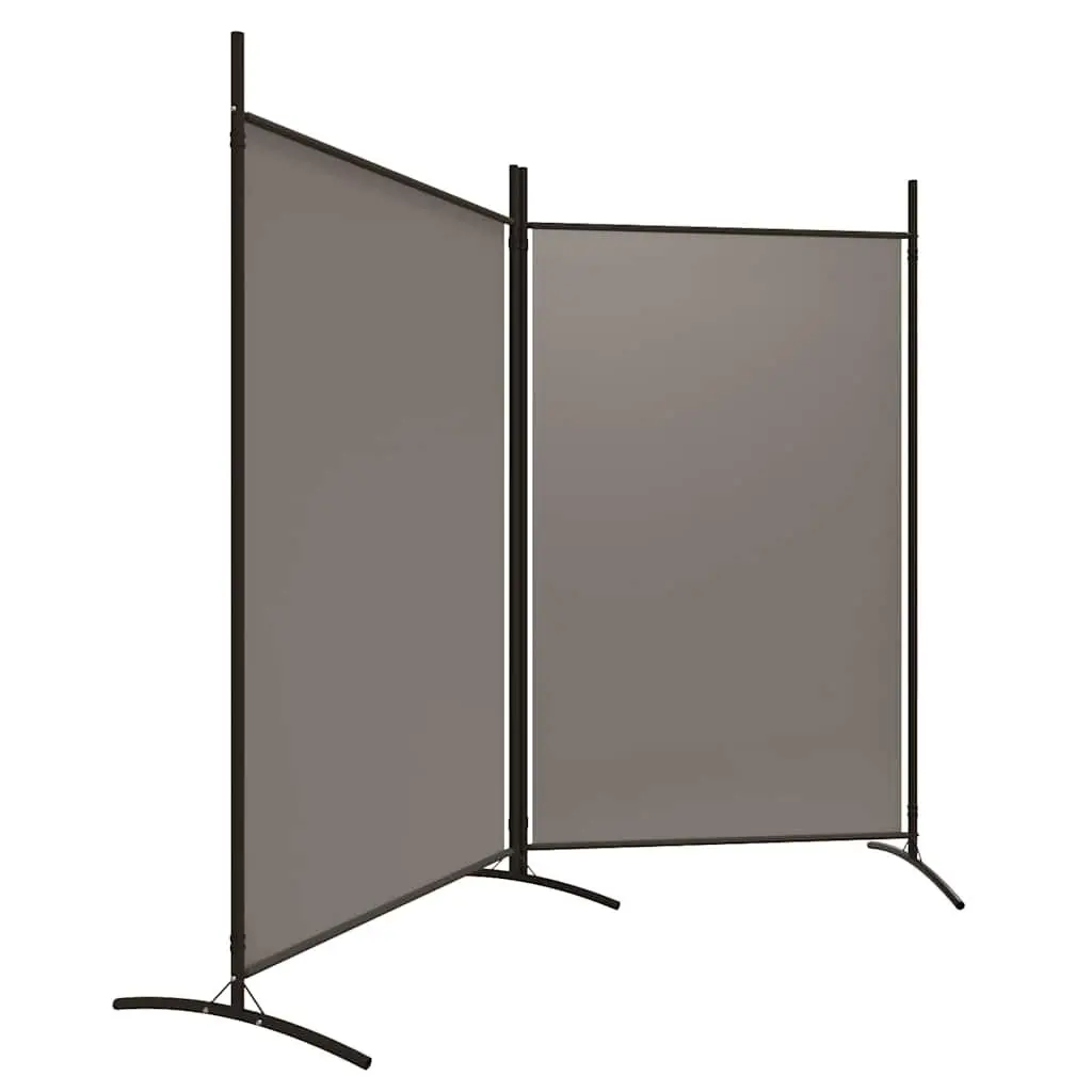 Room Divider 2-Panel Folding Screen Partition Privacy Anthracite Fabric 175 x 180 cm