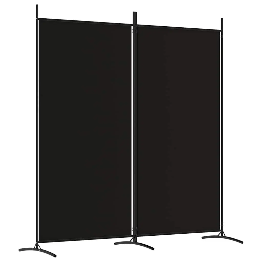 2-Panel Room Divider Screen Privacy Partition 175x180cm Black Fabric Folding