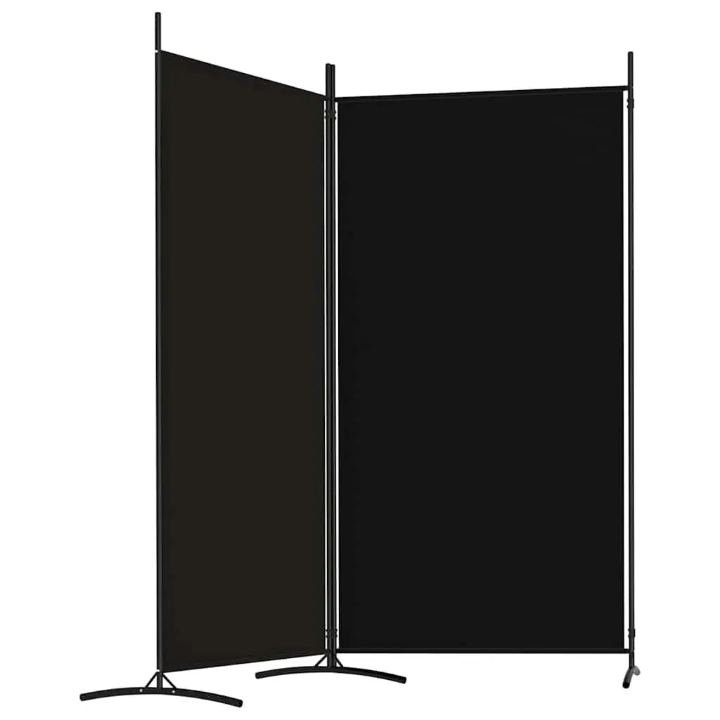 2-Panel Room Divider Screen Privacy Partition 175x180cm Black Fabric Folding