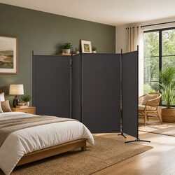 Practical Brown 4-Panel Room Divider: Privacy Screen 346x180 cm