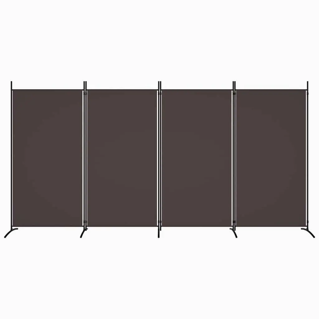 4-Panel Room Divider Privacy Screen 346x180 cm Brown Foldable Fabric Partition
