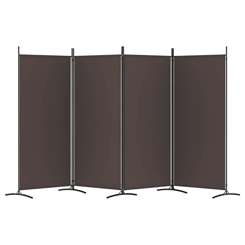 4-Panel Room Divider Privacy Screen 346x180 cm Brown Foldable Fabric Partition