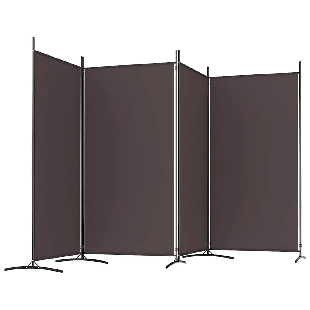 4-Panel Room Divider Privacy Screen 346x180 cm Brown Foldable Fabric Partition