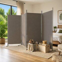 Warm & Functional 4-Panel Room Divider for Your Home