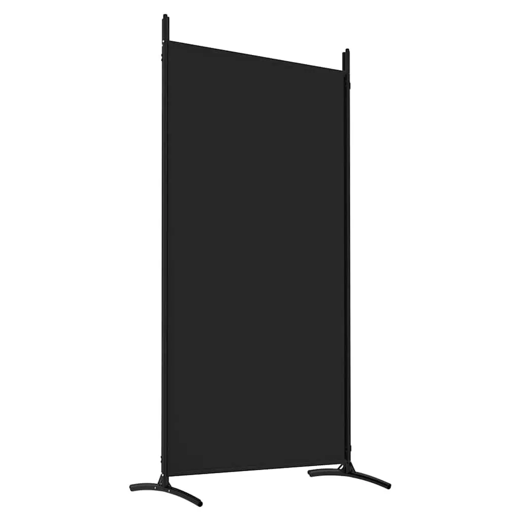 4-Panel Room Divider Privacy Screen Foldable Black Fabric 346x180cm