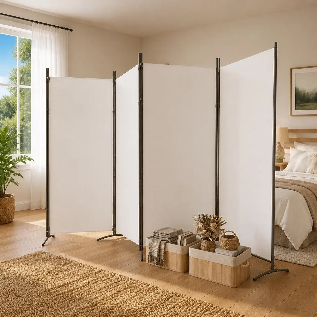 Room Divider 5-Panel Folding Screen White 433x180cm Privacy Partition