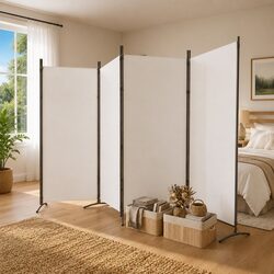Practical White 5-Panel Room Divider 433x180cm for Your Home