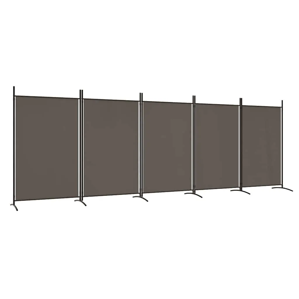 5-Panel Room Divider Privacy Partition Foldable Anthracite Fabric