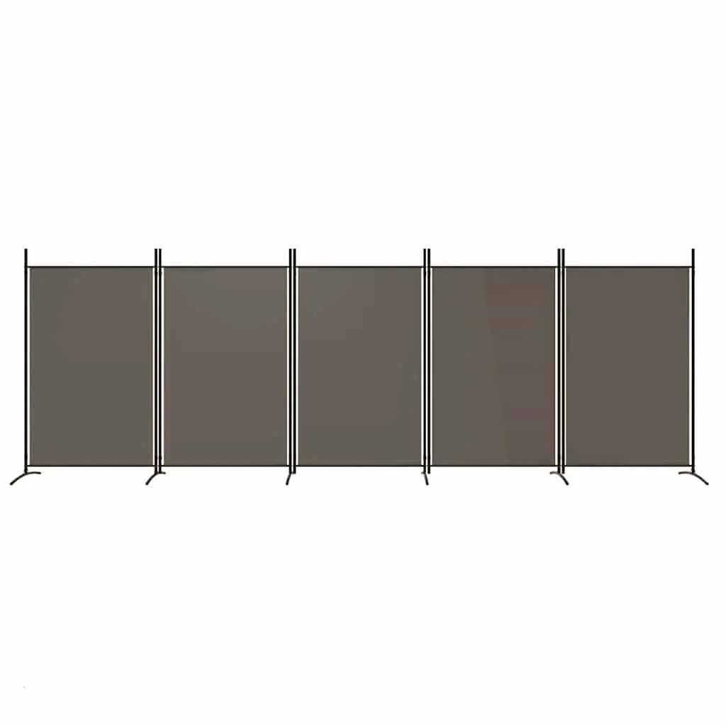 5-Panel Room Divider Privacy Partition Foldable Anthracite Fabric