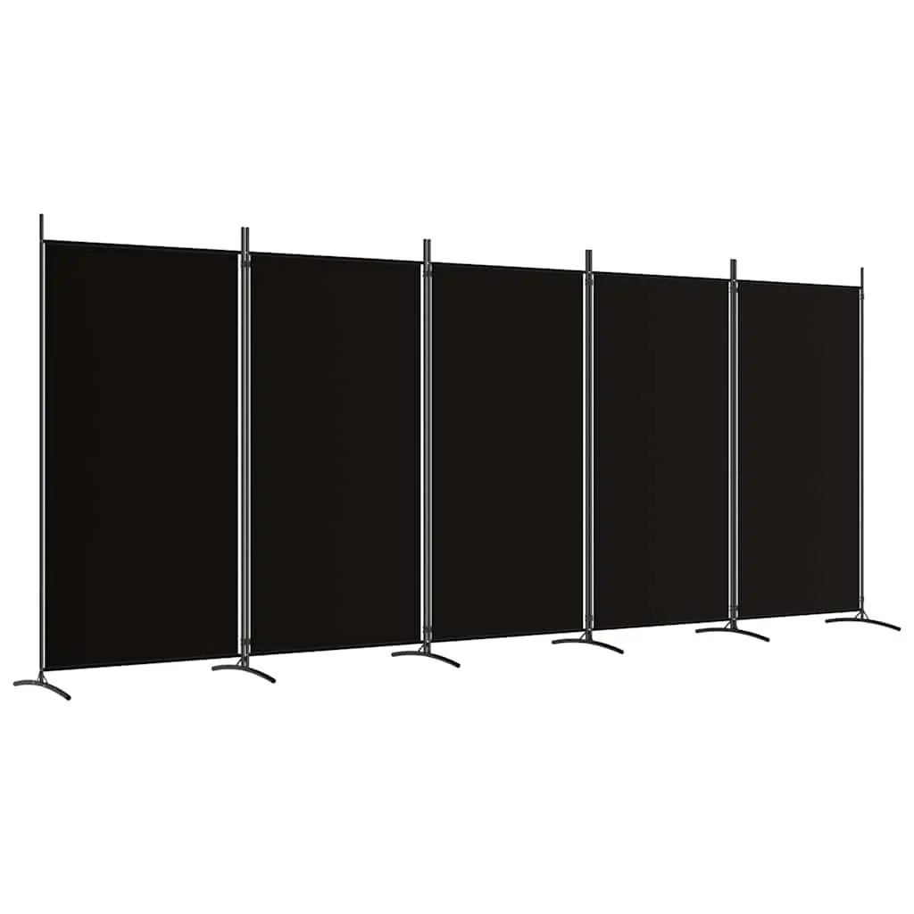 5 Panel Folding Privacy Divider Screen Fabric Room Partition Black 433x180cm