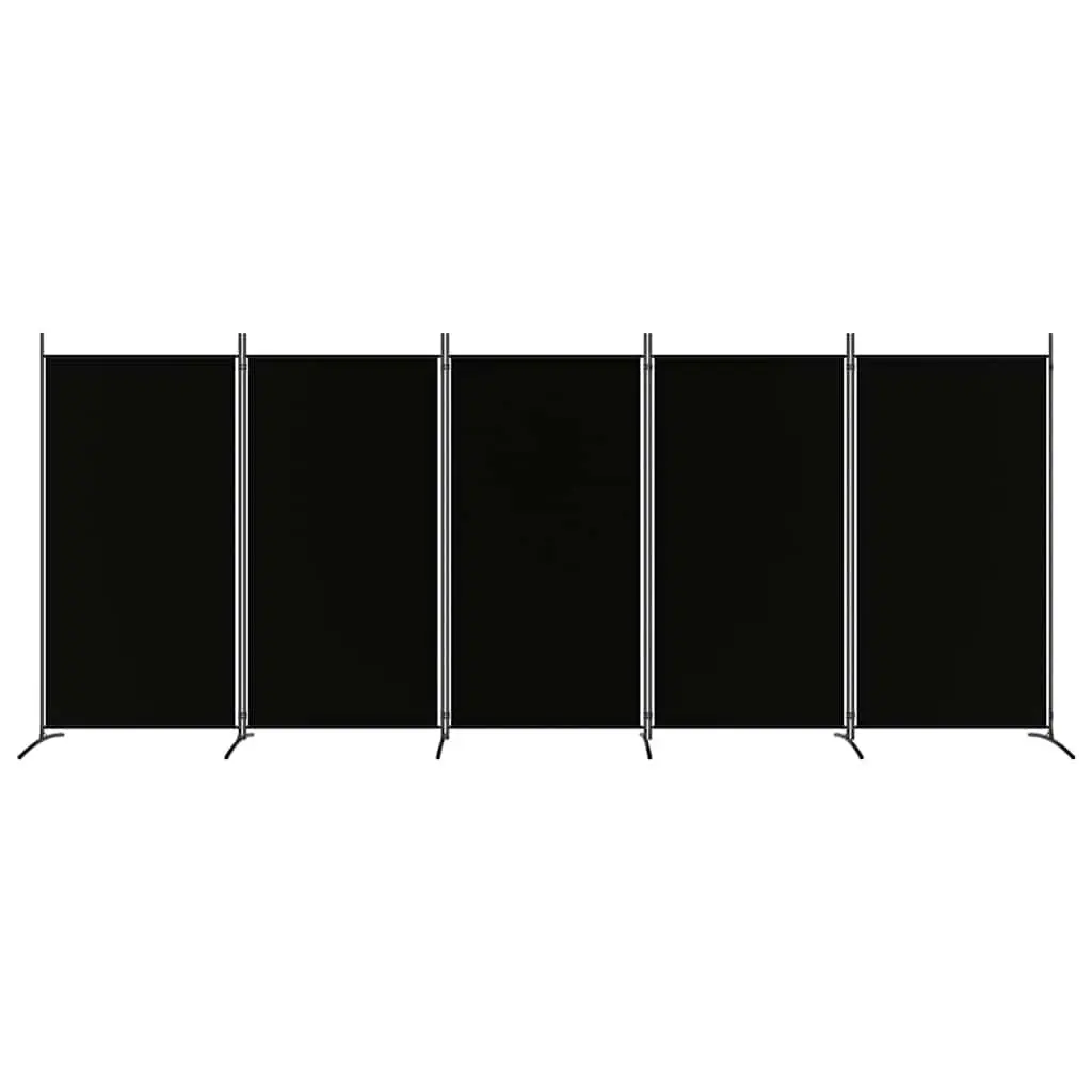 5 Panel Folding Privacy Divider Screen Fabric Room Partition Black 433x180cm