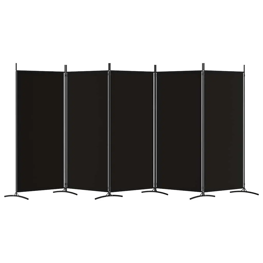 5 Panel Folding Privacy Divider Screen Fabric Room Partition Black 433x180cm