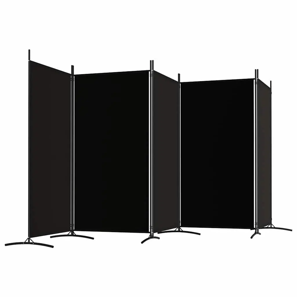 5 Panel Folding Privacy Divider Screen Fabric Room Partition Black 433x180cm