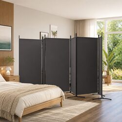 Reliable 6-Panel Room Divider Screen - Brown Fabric, 520x180cm