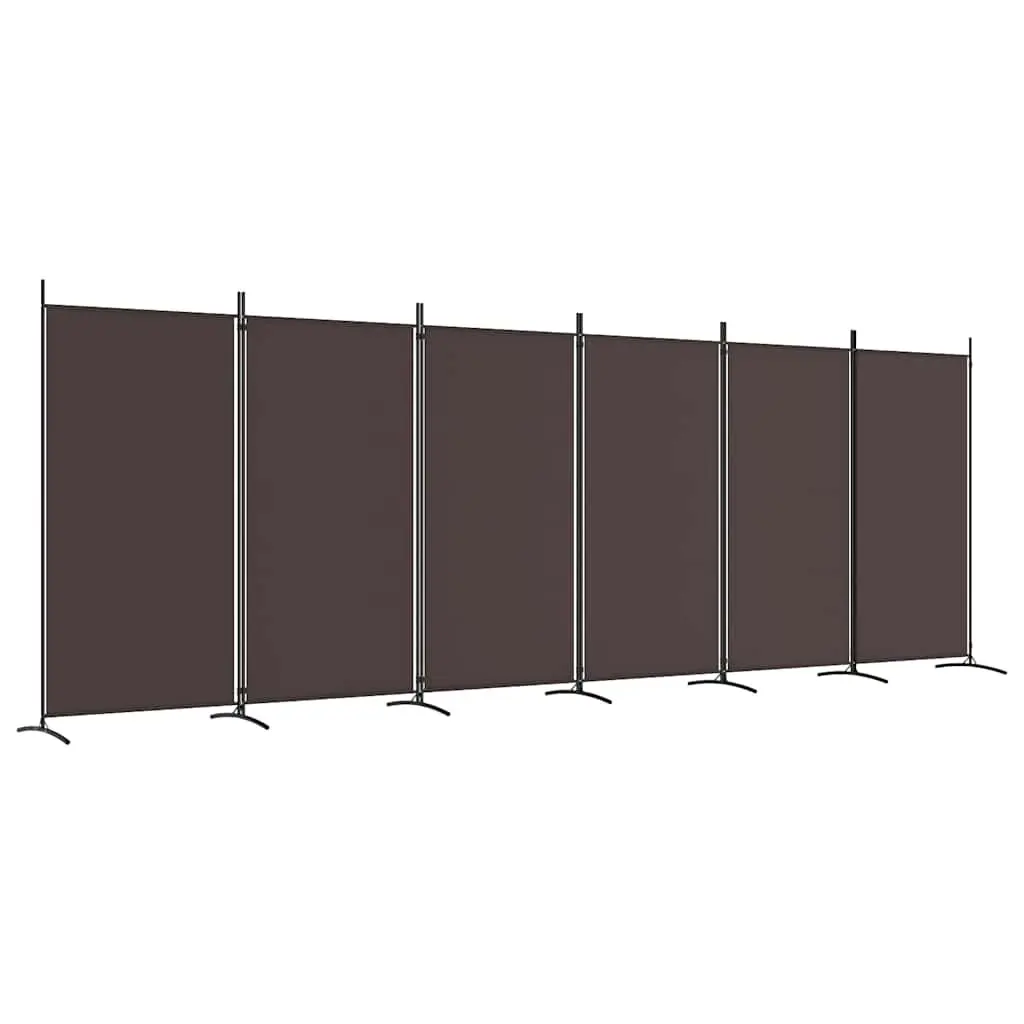 6-Panel Room Divider Privacy Partition 520x180cm Brown Fabric Foldable