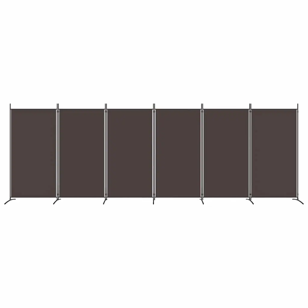 6-Panel Room Divider Privacy Partition 520x180cm Brown Fabric Foldable