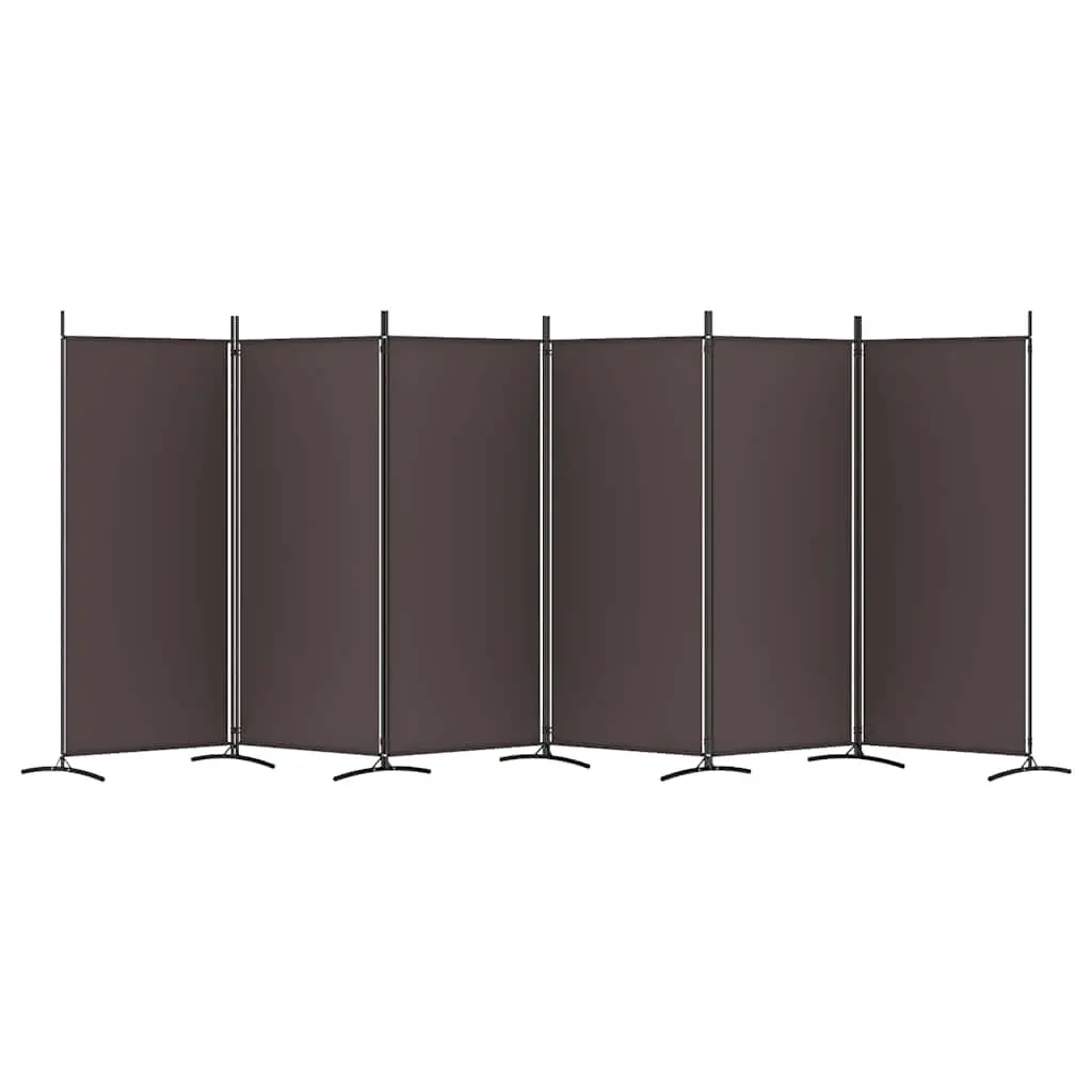 6-Panel Room Divider Privacy Partition 520x180cm Brown Fabric Foldable