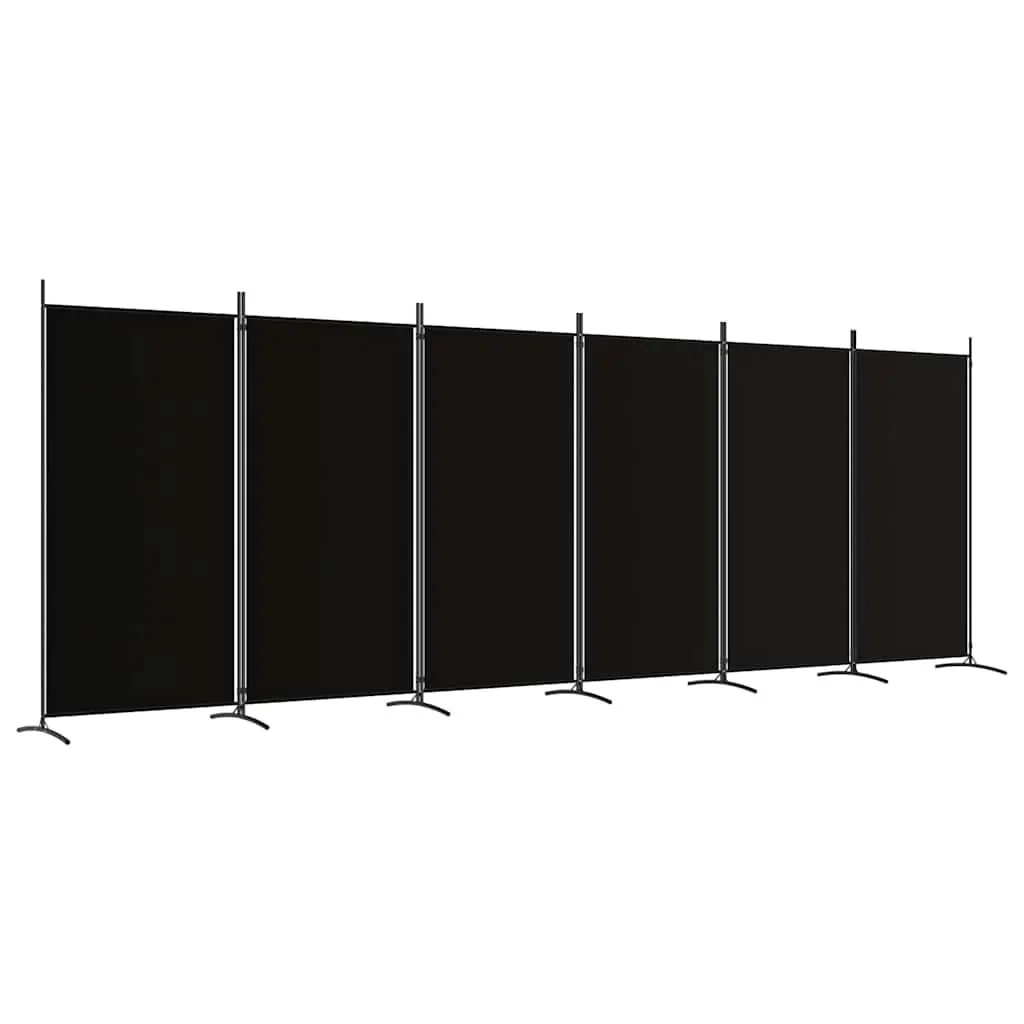 6 Panel Room Divider Foldable Privacy Space Divider Black