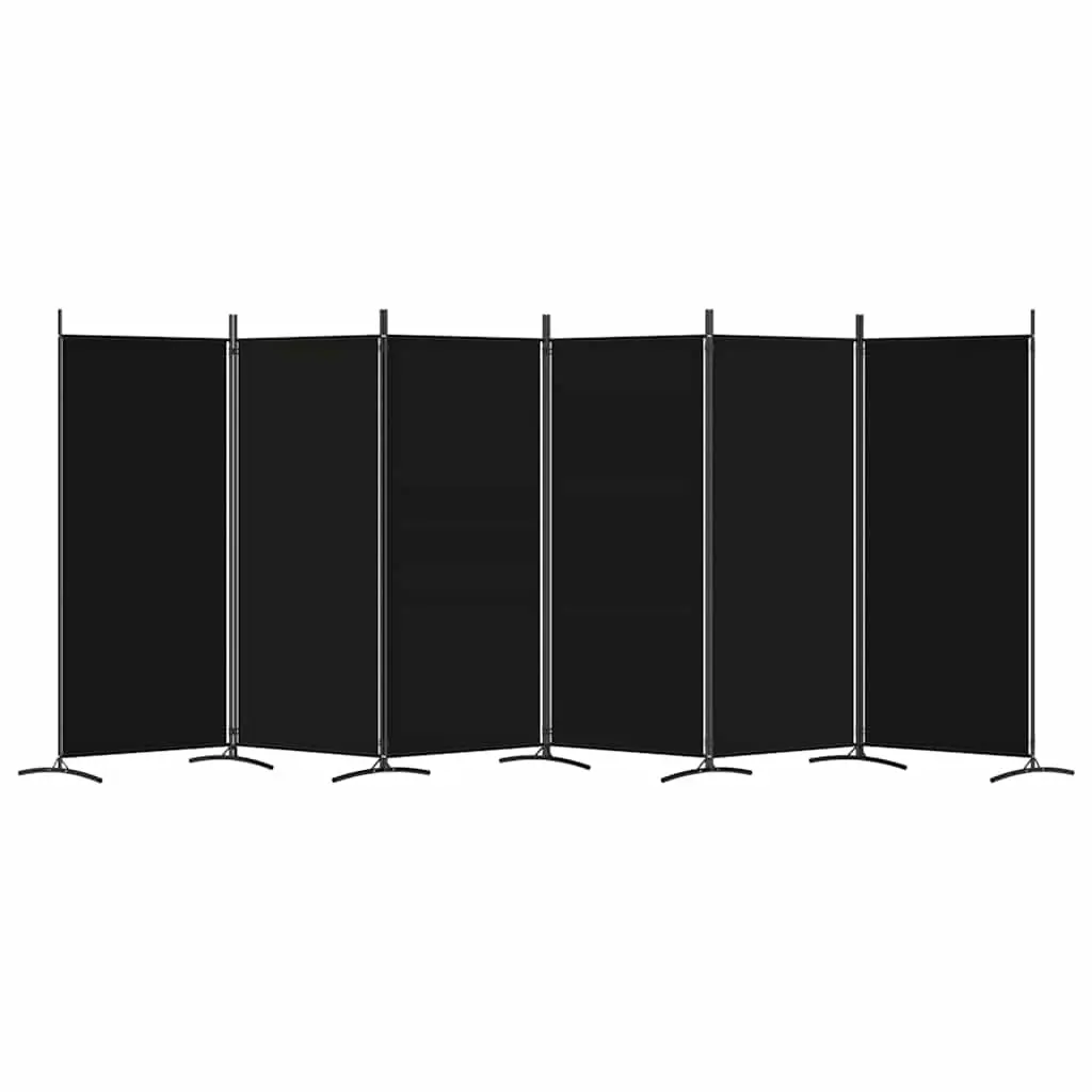 6 Panel Room Divider Foldable Privacy Space Divider Black
