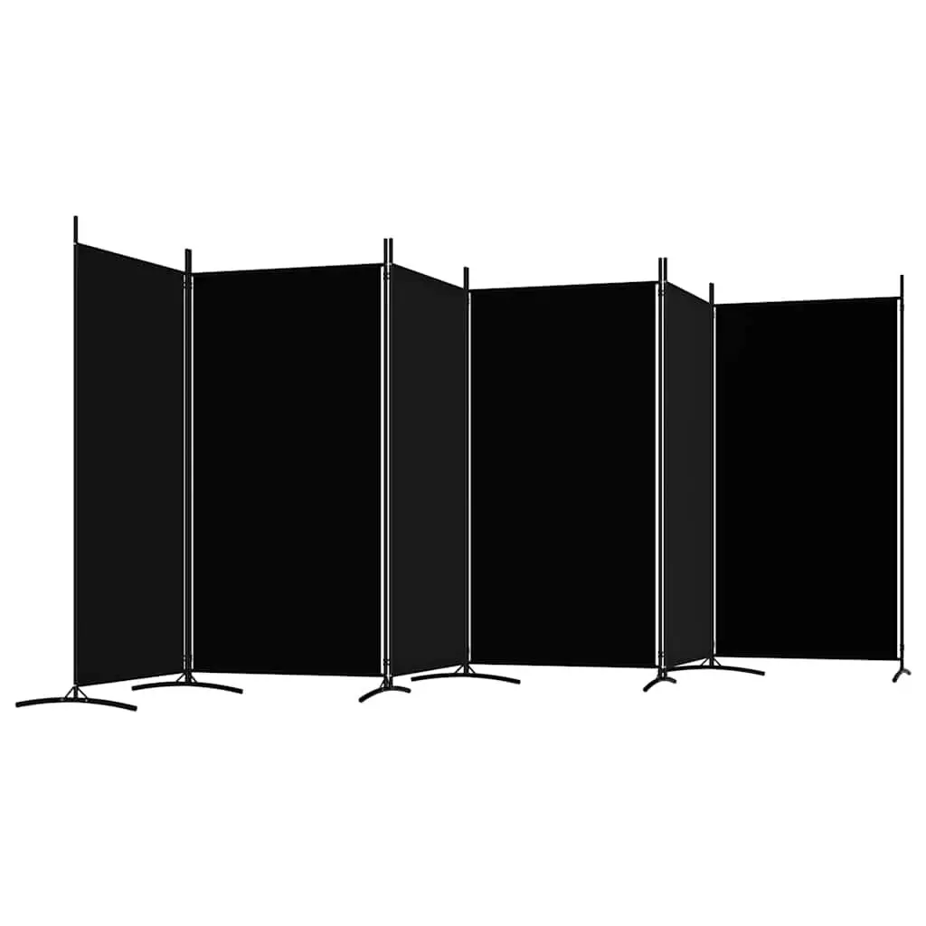 6 Panel Room Divider Foldable Privacy Space Divider Black