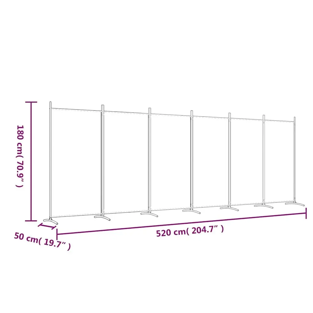6 Panel Room Divider Foldable Privacy Space Divider Black