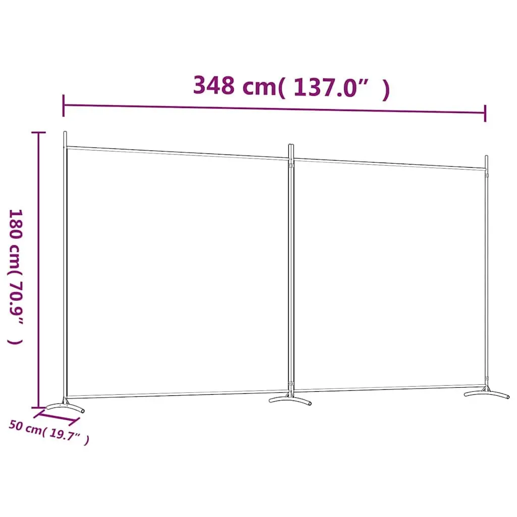 2-Panel Room Divider Privacy Screen Foldable Fabric 348x180cm White
