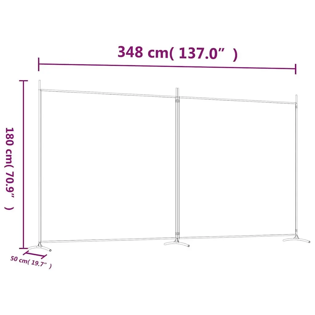 2-Panel Room Divider Privacy Separator Foldable Brown 348 x 180 cm
