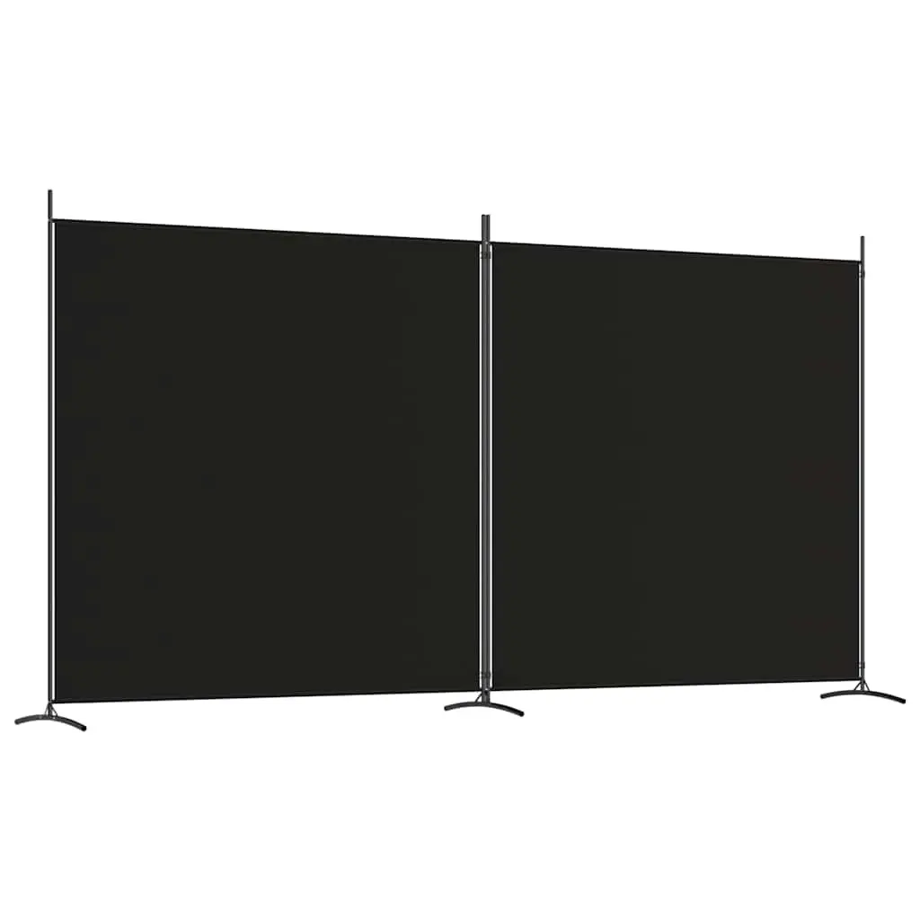 2-Panel Room Divider Screen Foldable Privacy Fabric Black