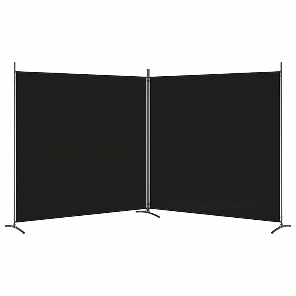 2-Panel Room Divider Screen Foldable Privacy Fabric Black