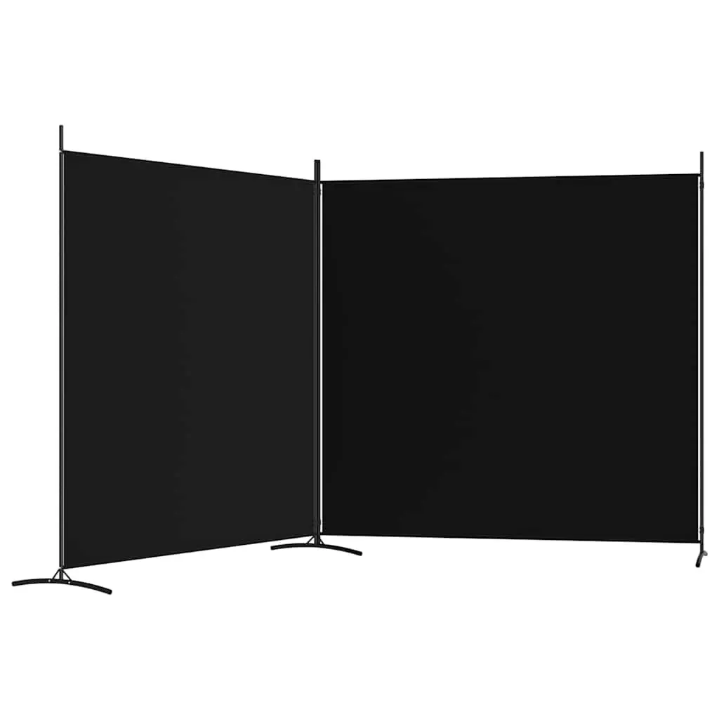 2-Panel Room Divider Screen Foldable Privacy Fabric Black