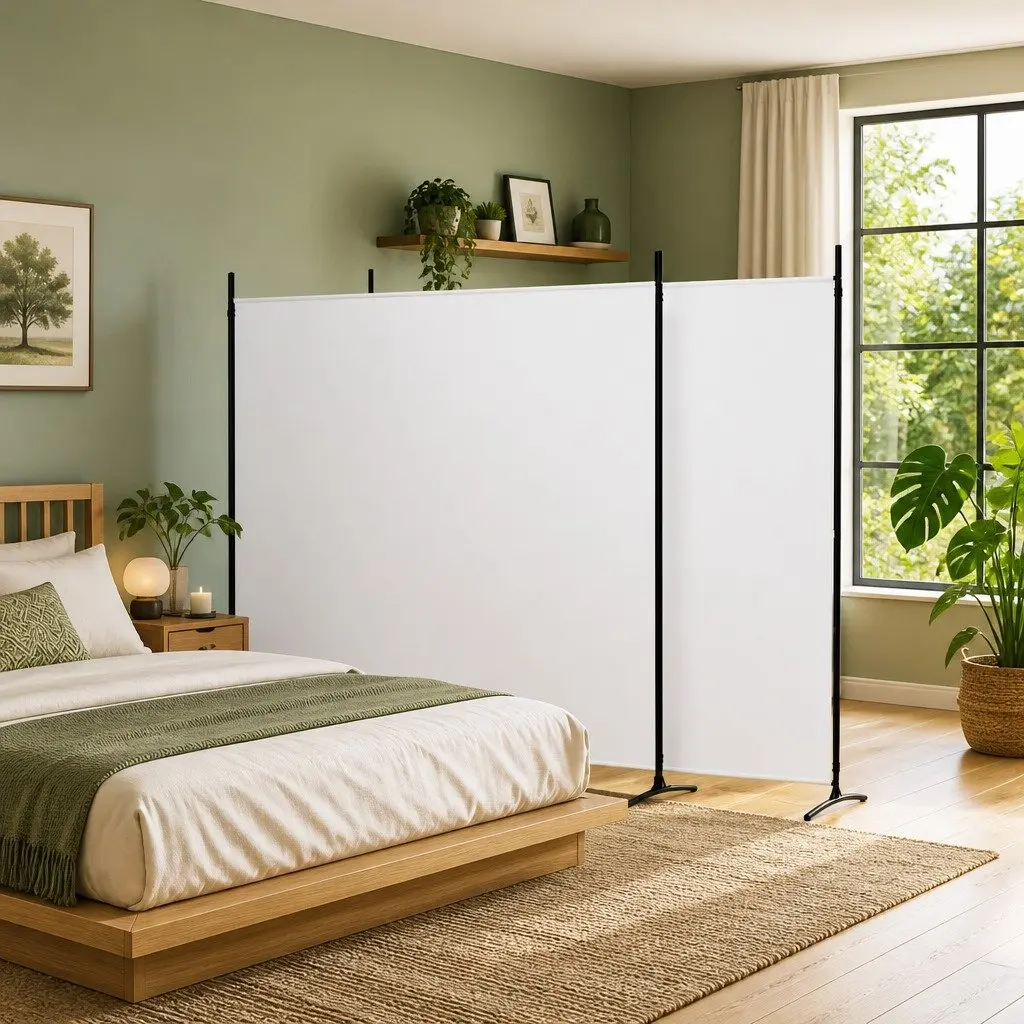 3-Panel Room Divider Fabric Folding Partition Screen 525 x 180 cm White