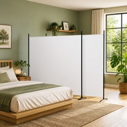 Reliable 3-Panel Folding Room Divider - White Fabric