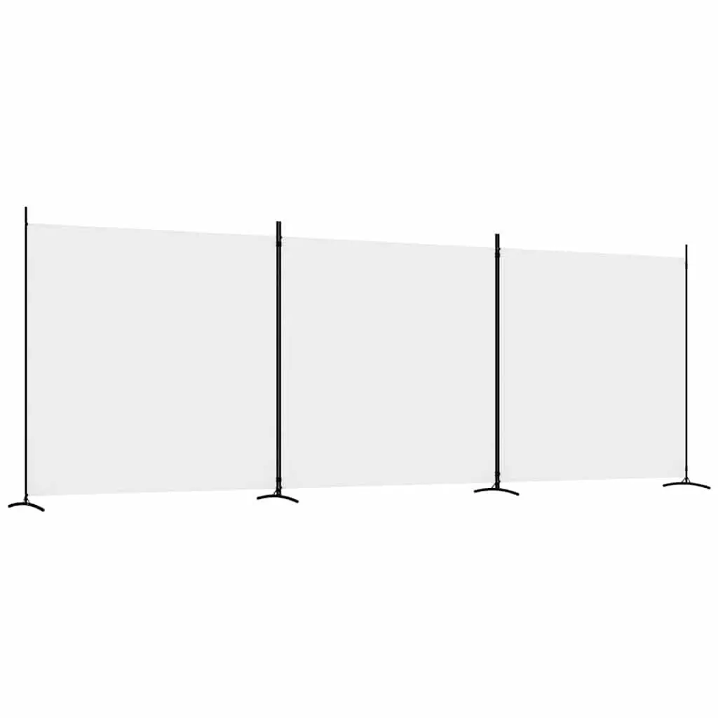 3-Panel Room Divider Fabric Folding Partition Screen 525 x 180 cm White
