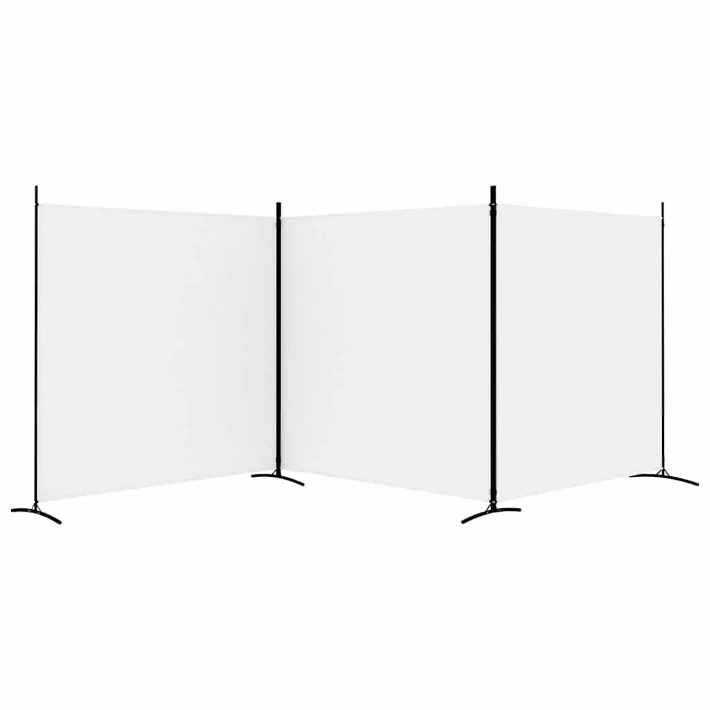 3-Panel Room Divider Fabric Folding Partition Screen 525 x 180 cm White