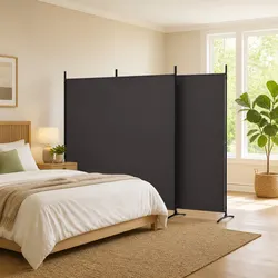 Comfortable Brown Fabric Room Divider - 3 Panels