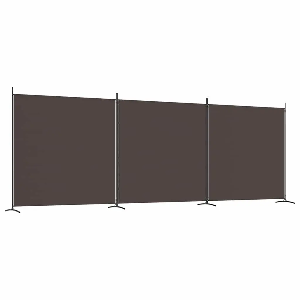 Room Divider Privacy Partition 3 Panel Folding Screen Brown Fabric