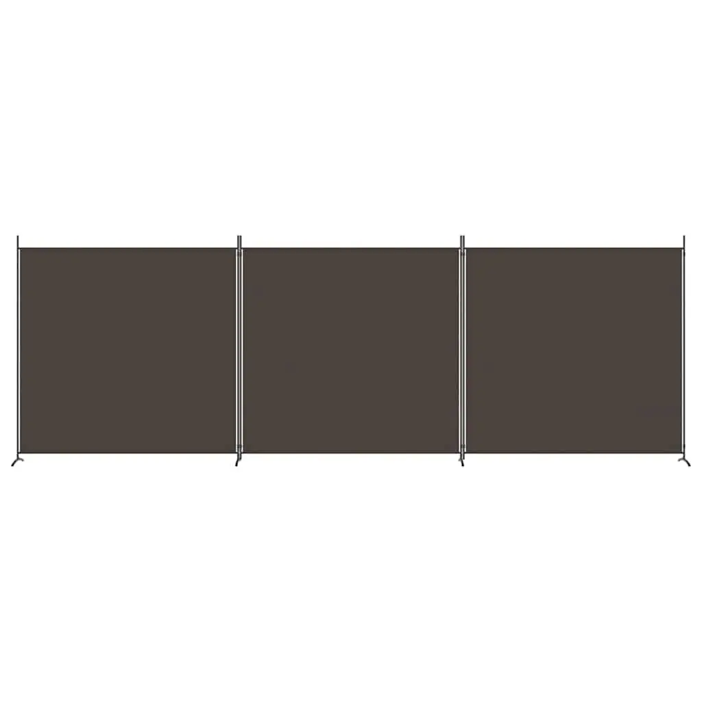 Room Divider Privacy Partition 3 Panel Folding Screen Brown Fabric
