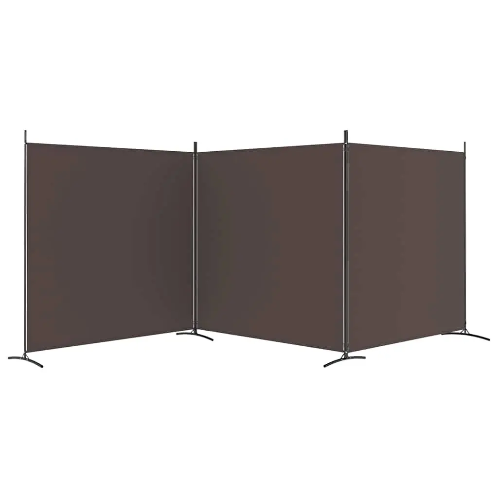 Room Divider Privacy Partition 3 Panel Folding Screen Brown Fabric