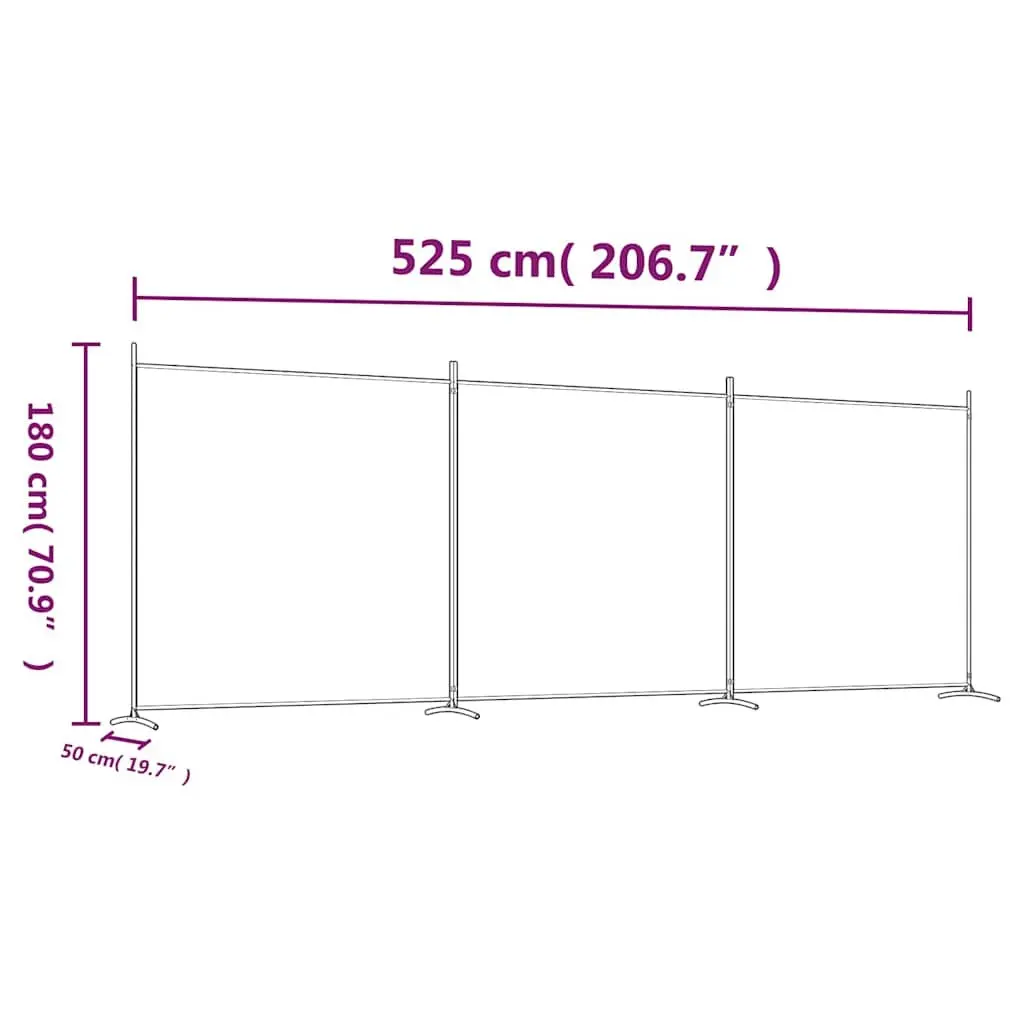 Room Divider Privacy Partition 3 Panel Folding Screen Brown Fabric