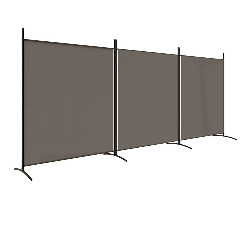 3-Panel Room Divider Privacy Screen Foldable Anthracite Fabric 525 x 180 cm