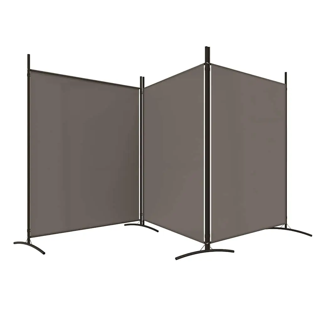 3-Panel Room Divider Privacy Screen Foldable Anthracite Fabric 525 x 180 cm