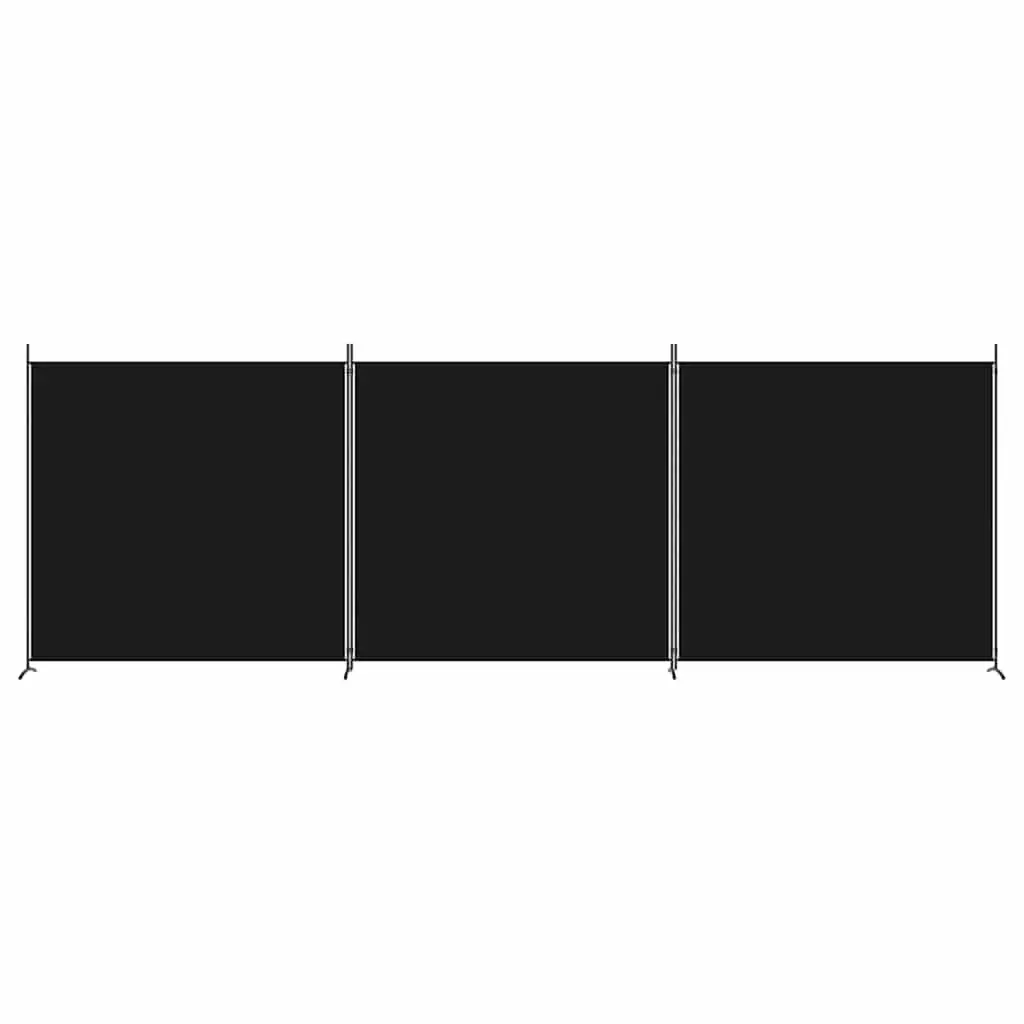 3-Panel Room Divider Privacy Partition Foldable Black Fabric 525x180cm