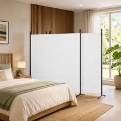 Dependable 4-Panel White Room Divider for Privacy