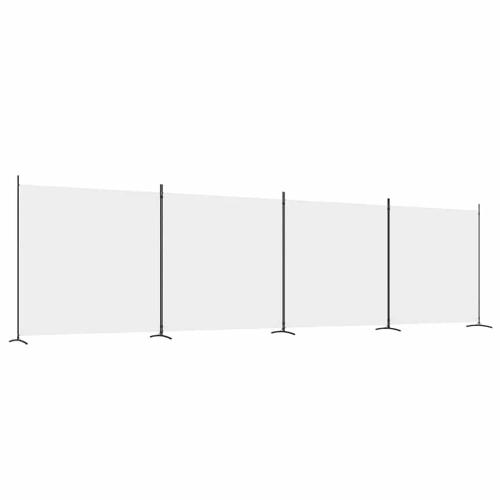 4 Panel Room Divider Privacy Screen Foldable Fabric White 698 x 180 cm