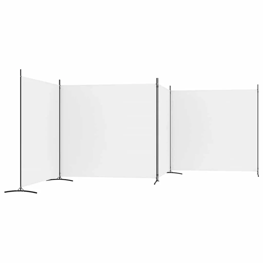4 Panel Room Divider Privacy Screen Foldable Fabric White 698 x 180 cm