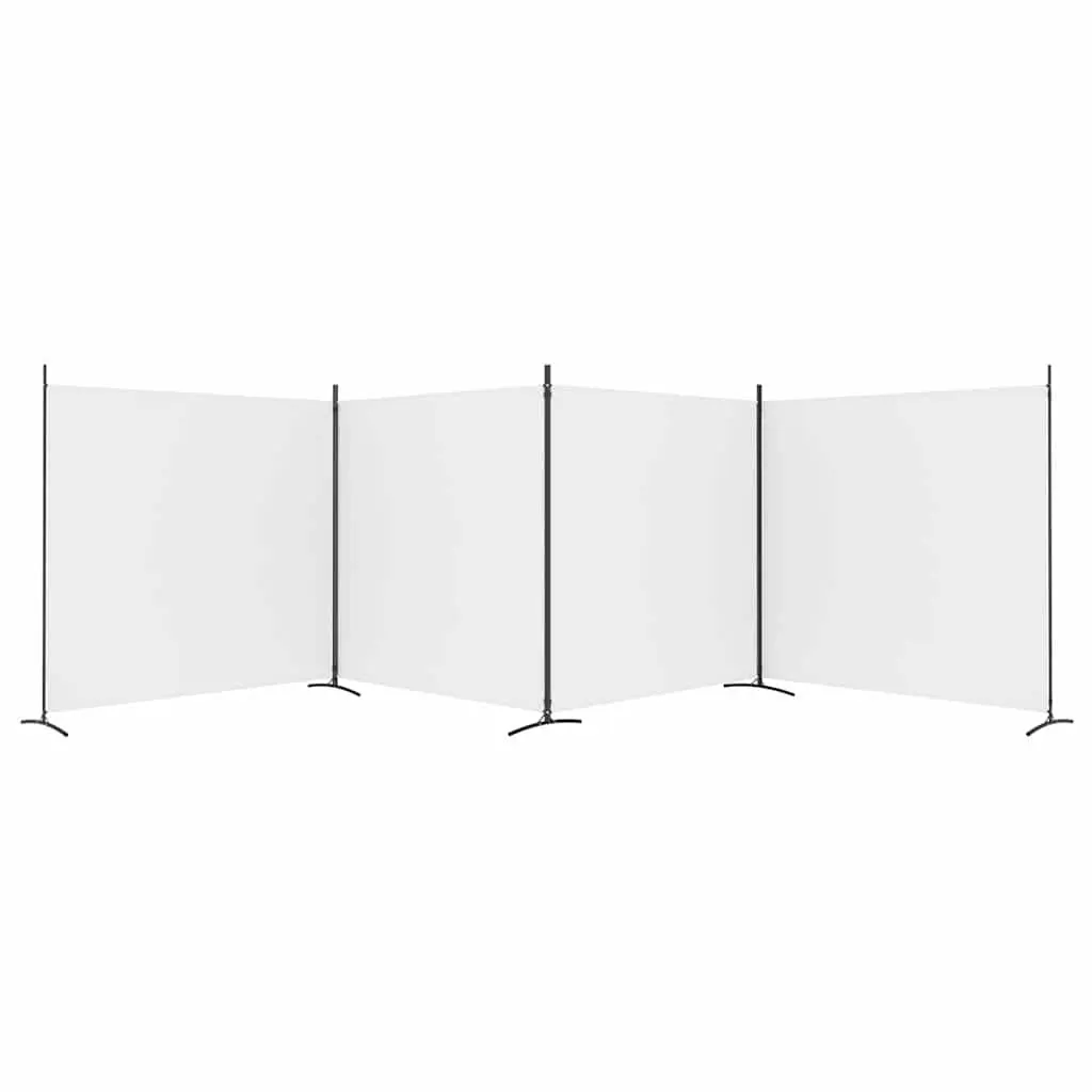 4 Panel Room Divider Privacy Screen Foldable Fabric White 698 x 180 cm