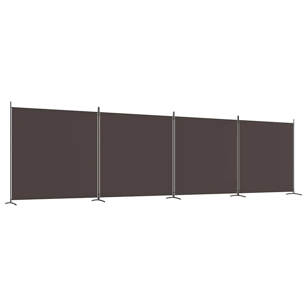 4-Panel Room Divider Brown Foldable Fabric Screen Partition Privacy Separator